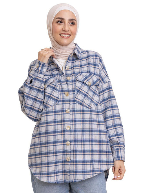 Checkered 1 Pocket Over - Size Shirt - Khotwh